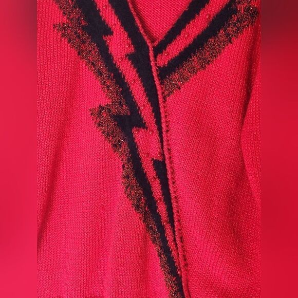 Fully Fashion L Red Beaded Embroidered Knit 3/4 Sleeve WOOL Blend Women Sweater - Picture 3 of 9